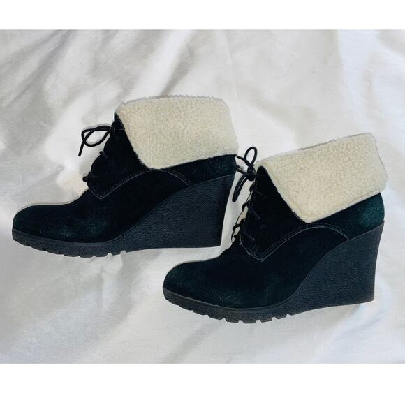 MIA Darcey Wedge Boots - Women's Size 8 M - Sherpa Trim‎ - Picture 4 of 11